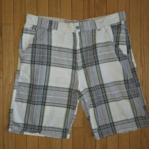 Men's Union Bay lightweight cotton relaxed fit plaid flat front  shorts size 38